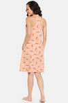 Clovia Cotton Knee Length Nightdress - Peach — thumbnail 4
