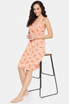 Clovia Cotton Knee Length Nightdress - Peach — thumbnail 5