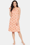 Clovia Cotton Knee Length Nightdress - Peach — thumbnail 6
