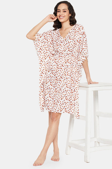 Clovia Crepe Lounge Dress - White — image 5