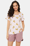 Clovia Cotton Shorts Set - White — thumbnail 1