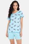 Clovia Cotton Shorts Set - Blue — thumbnail 1