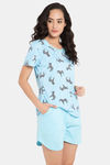 Clovia Cotton Shorts Set - Blue — thumbnail 2