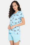Clovia Cotton Shorts Set - Blue — thumbnail 3