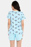 Clovia Cotton Shorts Set - Blue — thumbnail 4