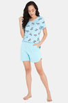 Clovia Cotton Shorts Set - Blue — thumbnail 5