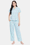 Clovia Cotton Pyjama Set - Blue — thumbnail 1