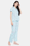 Clovia Cotton Pyjama Set - Blue — thumbnail 2