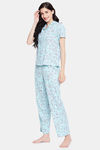Clovia Cotton Pyjama Set - Blue — thumbnail 3