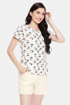 Clovia Cotton Shorts Set - White — thumbnail 2