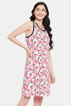 Clovia Cotton Knee Length Nightdress - Pink — thumbnail 2
