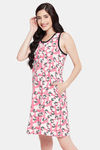 Clovia Cotton Knee Length Nightdress - Pink — thumbnail 3