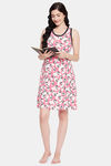 Clovia Cotton Knee Length Nightdress - Pink — thumbnail 5
