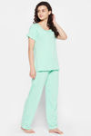 Clovia Cotton Pyjama Set - Blue — thumbnail 2