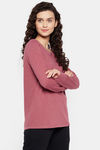 Clovia Cotton Lounge Top - Maroon — thumbnail 3