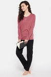 Clovia Cotton Lounge Top - Maroon — thumbnail 5