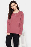 Clovia Cotton Lounge Top - Maroon — thumbnail 6
