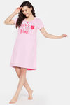 Clovia Cotton Short Length Nightdress - Pink — thumbnail 3