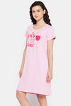 Clovia Cotton Short Length Nightdress - Pink — thumbnail 4