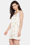 Clovia Satin Short Length Nightdress - White — thumbnail 3