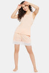 Clovia Cotton Shorts Set - Peach — thumbnail 5