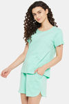 Clovia Cotton Shorts Set - Green — thumbnail 2