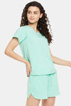 Clovia Cotton Shorts Set - Green — thumbnail 3