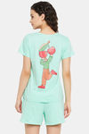 Clovia Cotton Shorts Set - Green — thumbnail 4