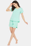 Clovia Cotton Shorts Set - Green — thumbnail 5