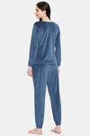 Clovia Velour Pyjama Set (Pack of 2) - Blue — thumbnail 4
