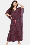 Clovia Nylon Full Length Nightdress - Black — thumbnail 1