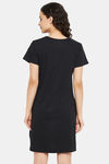 Clovia Cotton Short Length Nightdress - Black — thumbnail 4