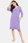 Clovia Cotton Short Length Nightdress - Purple — thumbnail 2