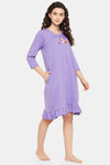Clovia Cotton Short Length Nightdress - Purple — thumbnail 3
