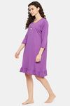 Clovia Cotton Short Length Nightdress - Purple — thumbnail 2