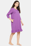 Clovia Cotton Short Length Nightdress - Purple — thumbnail 3