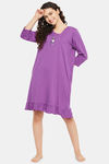 Clovia Cotton Short Length Nightdress - Purple — thumbnail 5