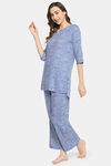 Clovia Cotton Pyjama Set - Blue — thumbnail 2