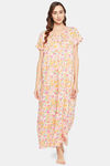 Clovia Cotton Full Length Nightdress - White — thumbnail 1