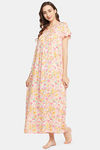 Clovia Cotton Full Length Nightdress - White — thumbnail 2