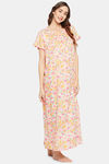 Clovia Cotton Full Length Nightdress - White — thumbnail 3