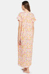 Clovia Cotton Full Length Nightdress - White — thumbnail 4