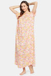 Clovia Cotton Full Length Nightdress - White — thumbnail 5