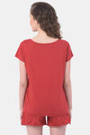Clovia Cotton Shorts Set - Red — thumbnail 4