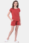 Clovia Cotton Shorts Set - Red — thumbnail 5
