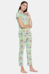 Clovia Cotton Pyjama Set - Green — thumbnail 2