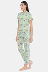 Clovia Cotton Pyjama Set - Green — thumbnail 3