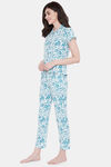 Clovia Cotton Pyjama Set - Blue — thumbnail 3