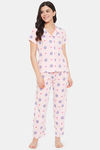 Clovia Cotton Pyjama Set - Pink — thumbnail 1