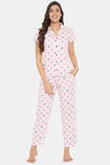 Clovia Cotton Pyjama Set - Pink — thumbnail 1